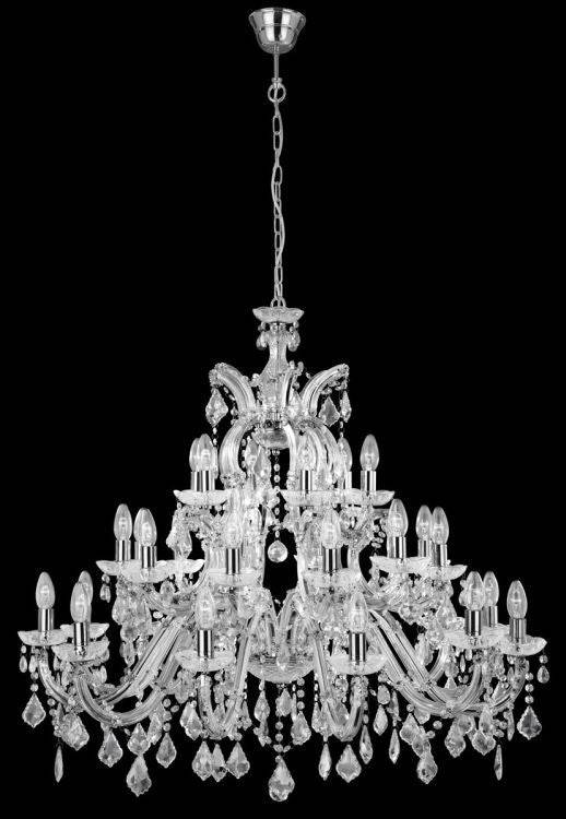 Searchlight Marie Therese Chrome 30 Light Chandelier Crystal Drops - Comet Lighting