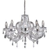 Searchlight Marie Therese Chrome 8 Light Chandelier Crystal Drops - Comet Lighting