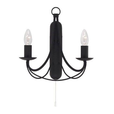 Searchlight Maypole Black 2 Light Wall Bracket - Comet Lighting