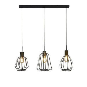 Searchlight Melbourne 3Lt Bar Ceiling Pendant -Black Metal & Satin Brass - Comet Lighting