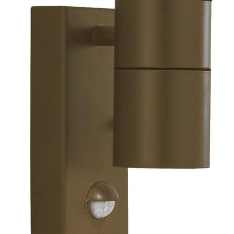 Searchlight Metro LED 2Lt Outdoor Wall Light - Rust Brown & Glass w/ PIR - Comet Lighting