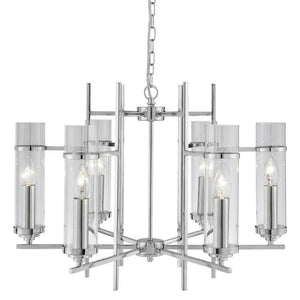 Searchlight Milo Chrome 6 Light Glass Cylinder Shades - Comet Lighting