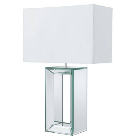 Searchlight Mirror Reflection Table Lamp White Silk Shade - Comet Lighting