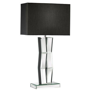 Searchlight Mirrored Table Lamp Black Silk Shade - Comet Lighting