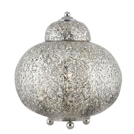 Searchlight Moroccan Shiny Nickel Table Lamp - Comet Lighting