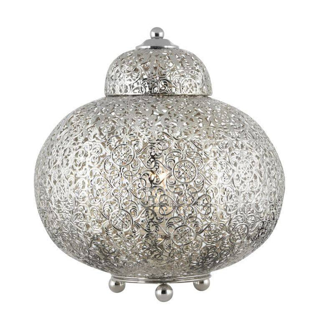 Searchlight Moroccan Shiny Nickel Table Lamp - Comet Lighting