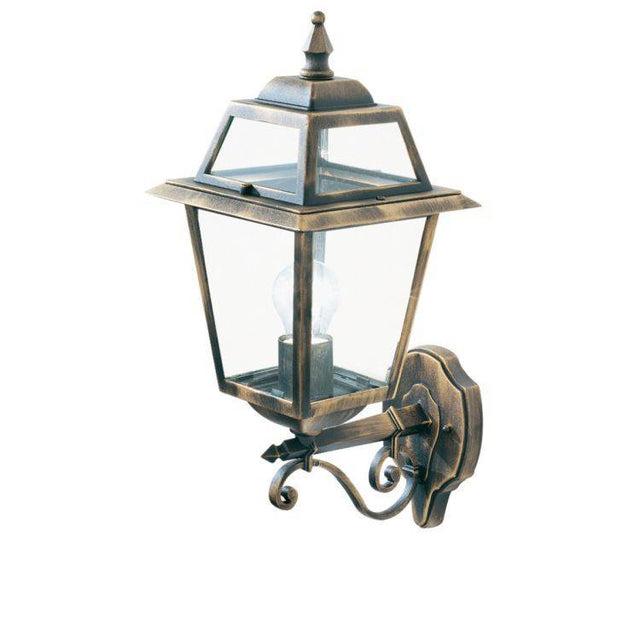 Searchlight New Orleans Black Gold Outdoor Wall Uplighter Glass - Comet Lighting