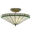 Searchlight New York Brass 2 Light Semi-FlushÂ Weathered Tiffany Glass - Comet Lighting