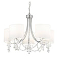 Searchlight Nina Chrome 5 Light Crystal Beads White Shades - Comet Lighting