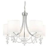 Searchlight Nina Chrome 5 Light Crystal Beads White Shades - Comet Lighting