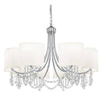 Searchlight Nina Chrome 8 Light Crystal Beads White Fabric Shades - Comet Lighting