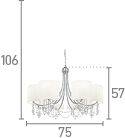 Searchlight Nina Chrome 8 Light Crystal Beads White Fabric Shades - Comet Lighting