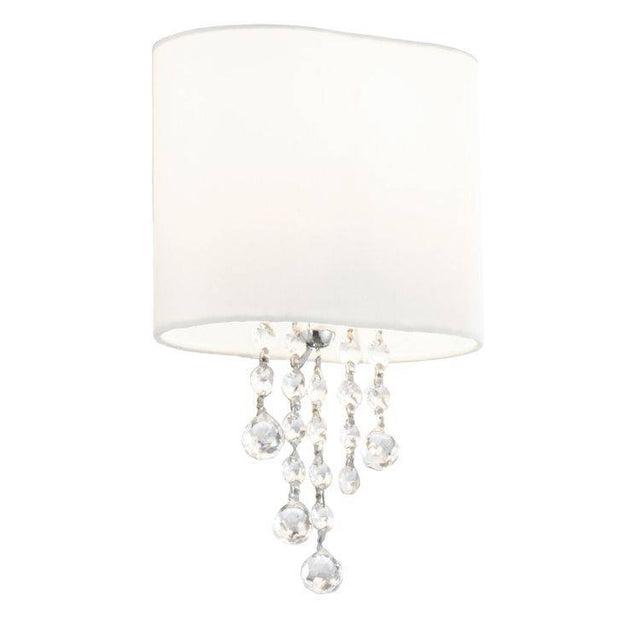 Searchlight Nina Chrome Wall Light Crystal White Shade - Comet Lighting