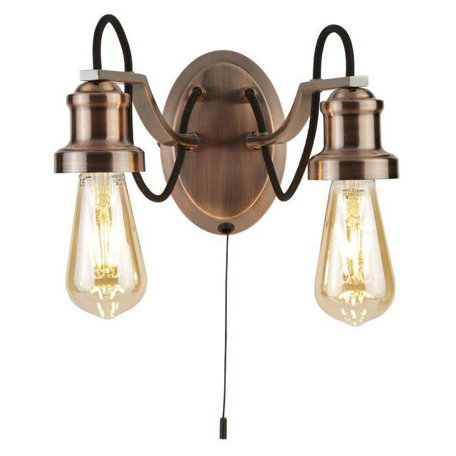 Searchlight Olivia 2 Light Ceiling Black Cable Copper - Comet Lighting