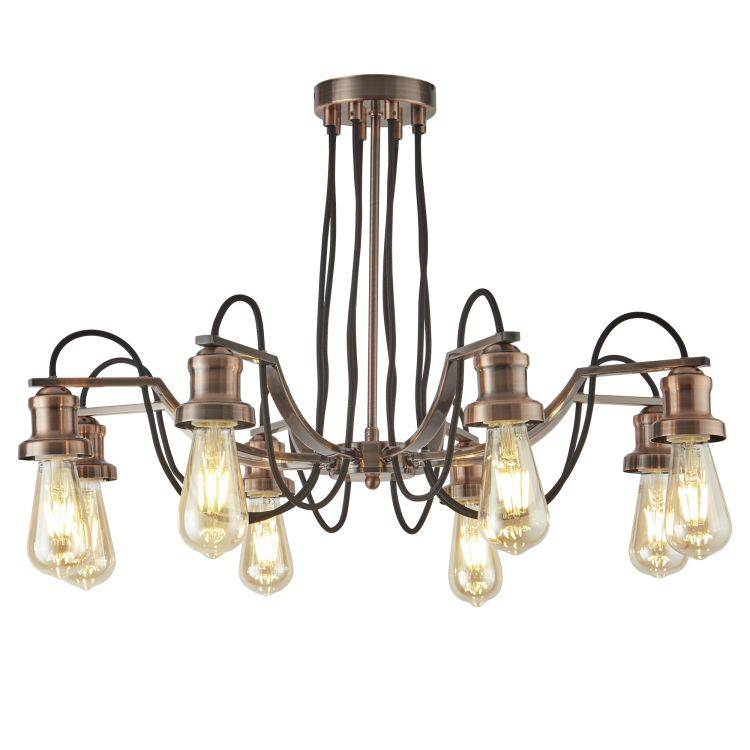 Searchlight Olivia 8 Light Ceiling Black Cable Antique Copper - Comet Lighting