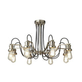 Searchlight Olivia 8Lt Pendant - Satin Silver with Black Braided Cable - Comet Lighting