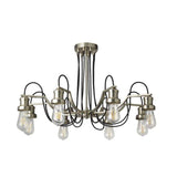 Searchlight Olivia 8Lt Pendant - Satin Silver with Black Braided Cable - Comet Lighting