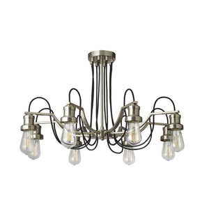 Searchlight Olivia 8Lt Pendant - Satin Silver with Black Braided Cable - Comet Lighting
