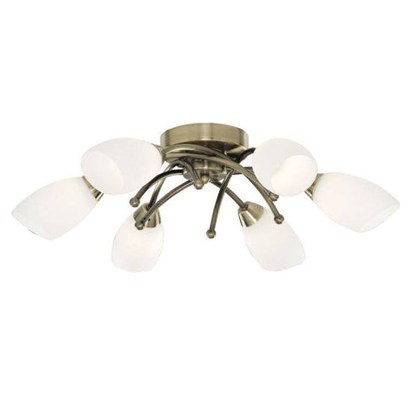 Searchlight Opera Brass 6 Light Glass Shades - Comet Lighting