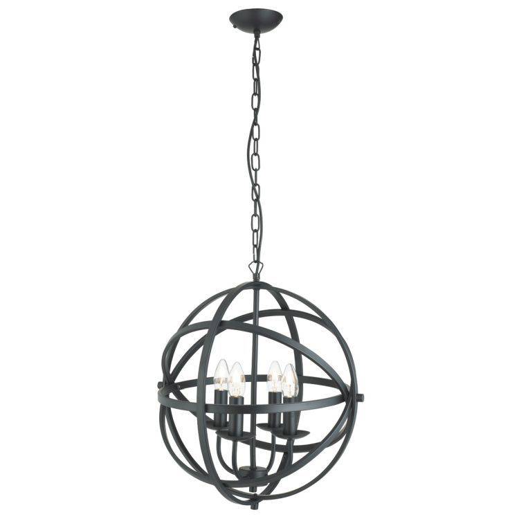 Searchlight Orbit Black 4 Light Spherical Pendant Light - Comet Lighting