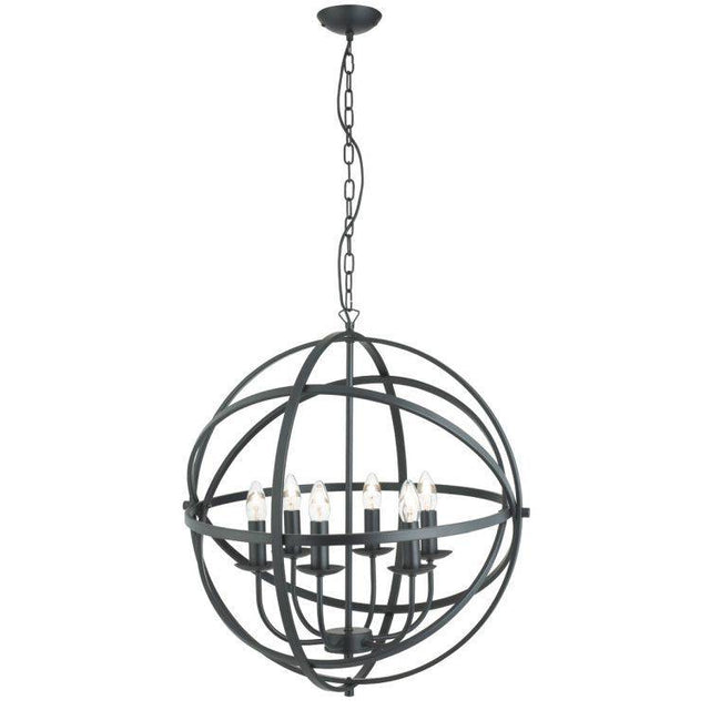 Searchlight Orbit Black 6 Light Spherical Pendant Light - Comet Lighting