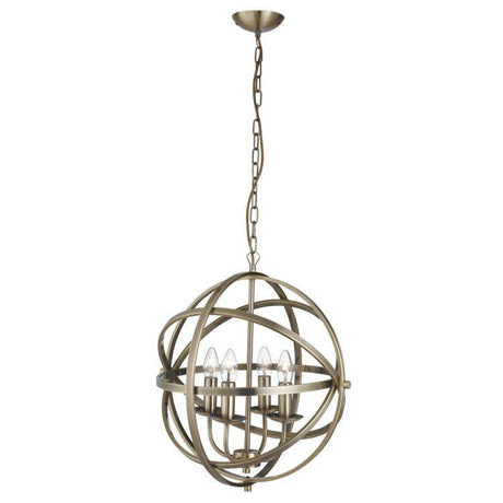 Searchlight Orbit Brass 4 Light Spherical Pendant Light - Comet Lighting