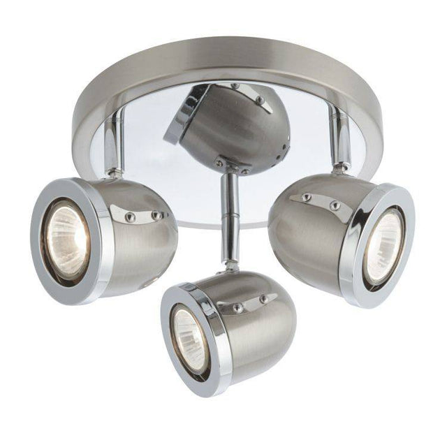 Searchlight Palmer Silver 3 Light Spotlight Chrome Trim - Comet Lighting