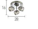 Searchlight Palmer Silver 3 Light Spotlight Chrome Trim - Comet Lighting