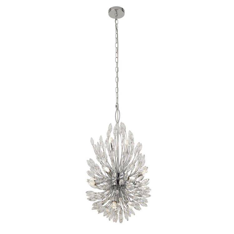 Searchlight Peacock 14Lt Ceiling Pendant - Crystal & Metal - Comet Lighting