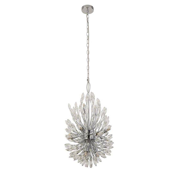 Searchlight Peacock 14Lt Ceiling Pendant - Crystal & Metal - Comet Lighting