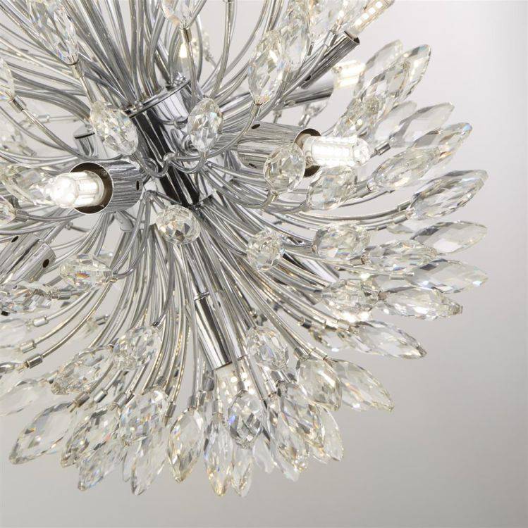 Searchlight Peacock 14Lt Ceiling Pendant - Crystal & Metal - Comet Lighting