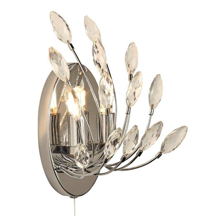 Searchlight Peacock 2Lt Wall Light - Crystal & Metal - Comet Lighting