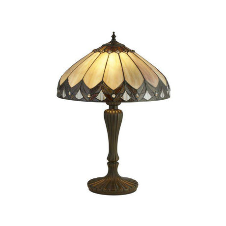 Searchlight Pearl Bronze/Black/Clear/Brown/Purple Tiffany Table Lamp - Comet Lighting