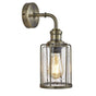 Searchlight Pipes 1Lt Wall Light - Antique Brass With Seeded Glass - Comet Lighting