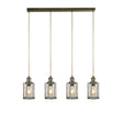 Searchlight Pipes 4Lt Bar Pendant| Antique Brass With Seeded Glass - Comet Lighting