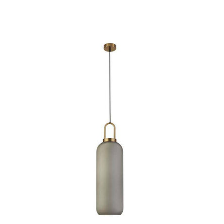 Searchlight Pipette Ceiling Pendant - Brass & Acid Glass - Comet Lighting