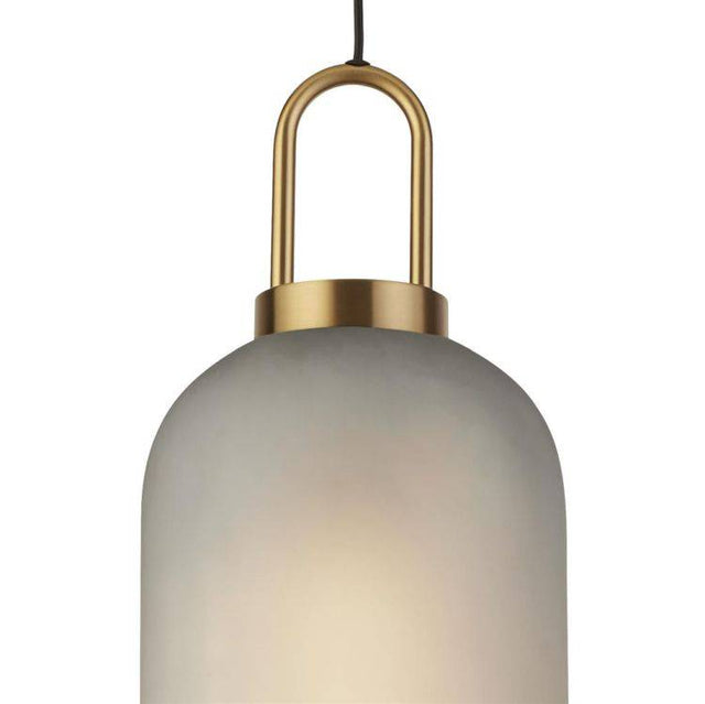 Searchlight Pipette Ceiling Pendant - Brass & Acid Glass - Comet Lighting