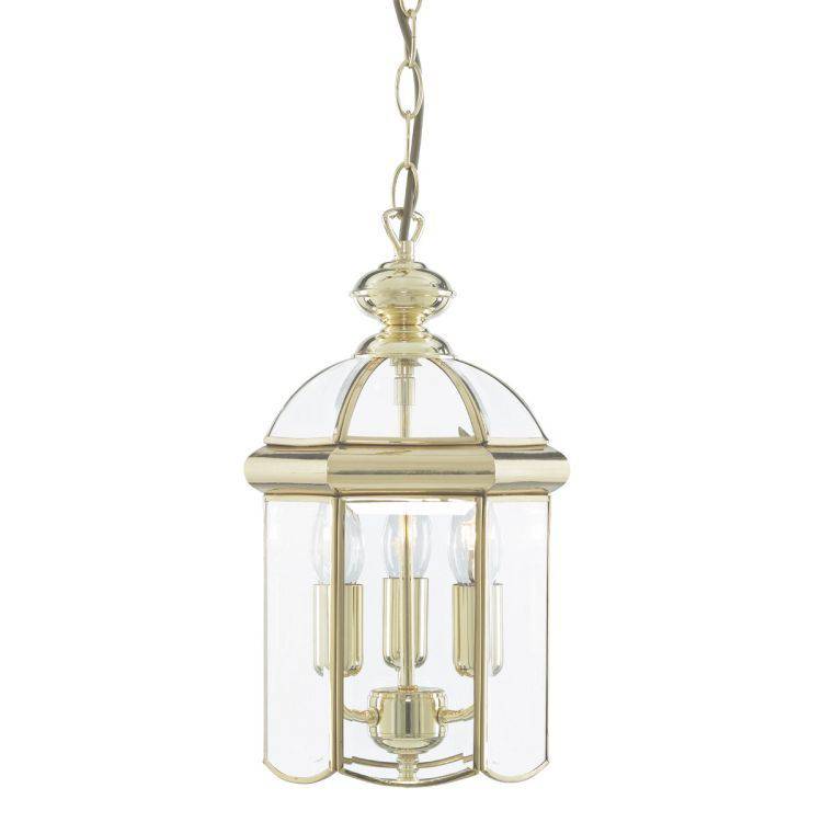 Searchlight Polished Brass 3 Light Lantern Glass Shade - Comet Lighting