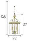 Searchlight Polished Brass 3 Light Lantern Glass Shade - Comet Lighting