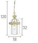 Searchlight Polished Brass Lantern Domed Glass Shade - Comet Lighting