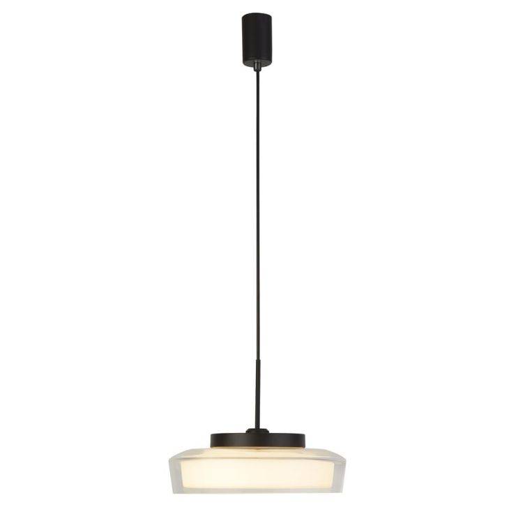 Searchlight Puck Bathroom Pendant Light - Black Metal & Opal| IP45 - Comet Lighting