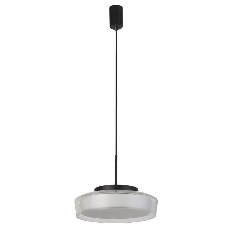 Searchlight Puck Bathroom Pendant Light - Black Metal & Opal| IP45 - Comet Lighting