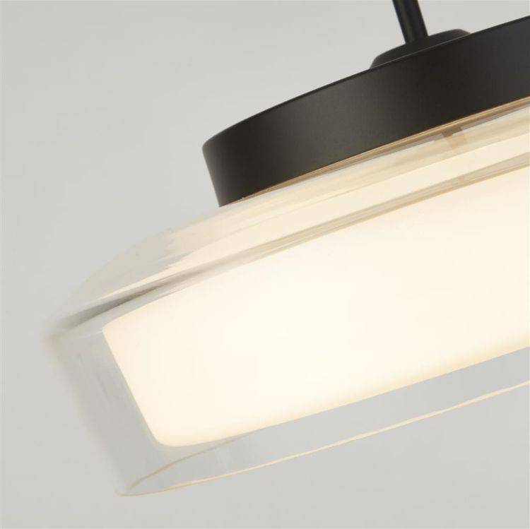 Searchlight Puck Bathroom Pendant Light - Black Metal & Opal| IP45 - Comet Lighting