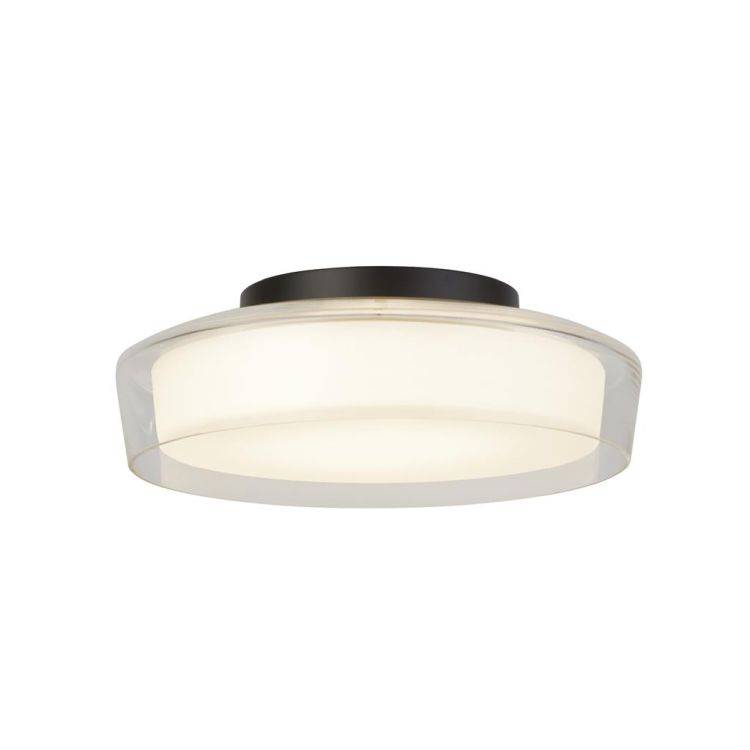 Searchlight Puck Flush Bathroom Ceiling Light - Black Metal & Opal| IP44 - Comet Lighting