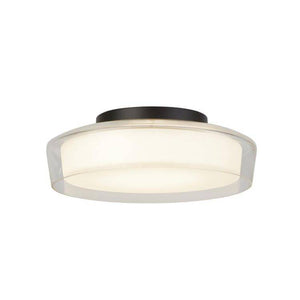 Searchlight Puck Flush Bathroom Ceiling Light - Black Metal & Opal| IP44 - Comet Lighting