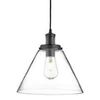 Searchlight Pyramid Black Pendant Light Glass Shade - Comet Lighting