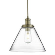 Searchlight Pyramid Brass Pendant Light Glass Shade - Comet Lighting