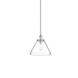 Searchlight Pyramid Satin Silver Pendant Light With Clear Glass Shade - Comet Lighting