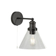 Searchlight Pyramid Wall Light - Matt Black| Clear Glass Shade - Comet Lighting