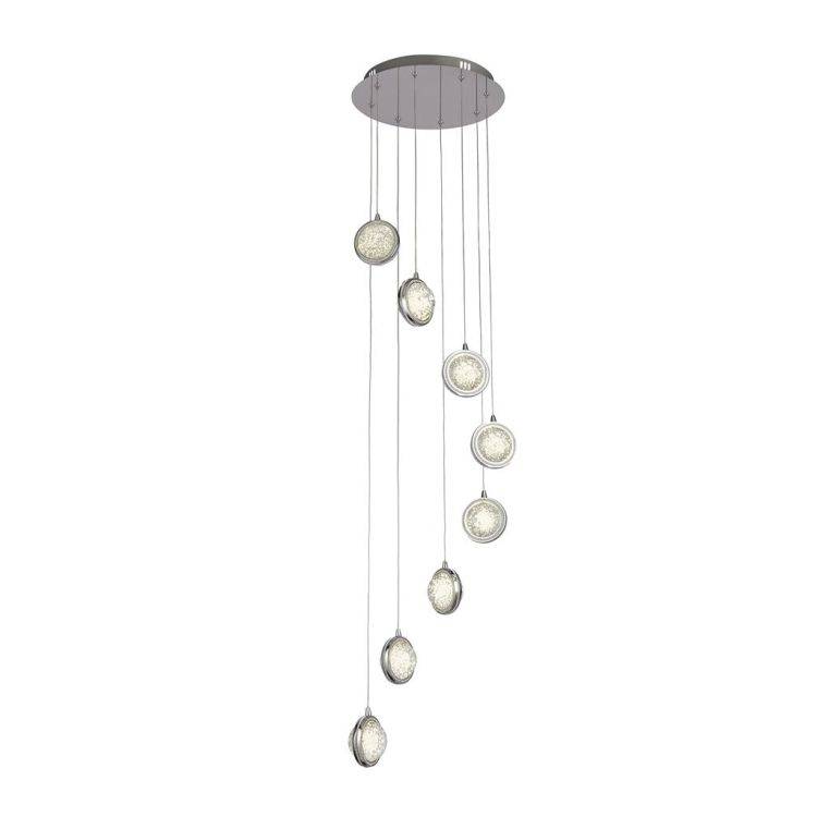 Searchlight Quartz 8Lt Multi-Drop Pendant- Bubble Glass With Detail Rim - Comet Lighting